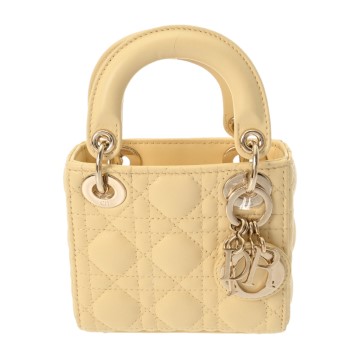 ディオール カナージュ LADY DIOR バッグ マイクロ イエロー ラムスキン レディース バッグ 【中古】【bag】