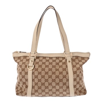 グッチ トートバッグ  ベージュ/エボニー/アイボリー 141470 GGキャンバス/レザー レディース バッグ 【中古】【bag】