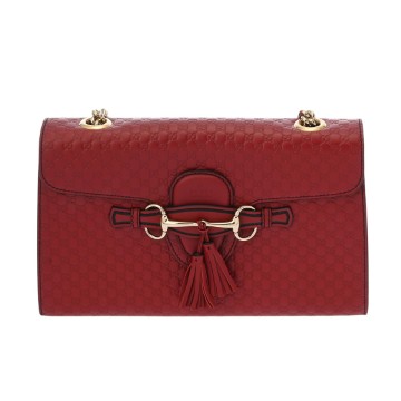 グッチ マイクログッチシマ エミリー チェーンショルダー ボルドー 449635 レザー レディース バッグ 【中古】【bag】