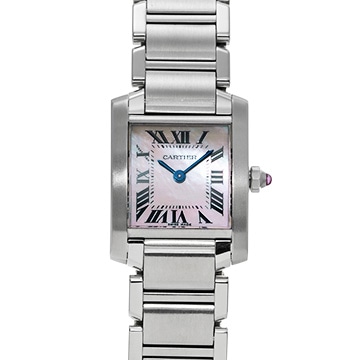 カルティエ タンクフランセーズ SM W51028Q3 ピンクシェル レディース 時計 【中古】【wristwatch】