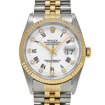 ロレックス デイトジャスト 36 16233G ホワイト/ダイヤモンド メンズ 時計 【中古】【wristwatch】