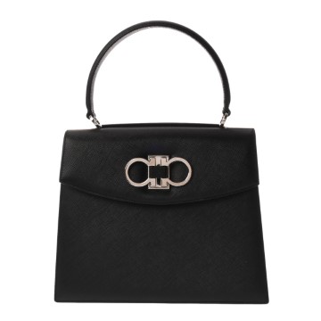 サルヴァトーレ フェラガモ ガンチーニ 2WAY ブラック レザー レディース バッグ 【中古】【bag】