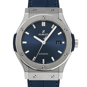 ウブロ クラシックフュージョン チタニウム ブラック 542.NX.7170.RX ブルー メンズ 時計 【中古】【wristwatch】