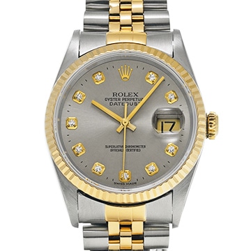 ロレックス デイトジャスト 16233G グレー/ダイヤモンド メンズ 時計 【中古】【wristwatch】