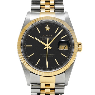 ロレックス デイトジャスト 16233 ブラック メンズ 時計 【中古】【wristwatch】