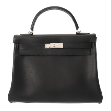 エルメス ケリー 32 内縫い ブラック ヴォーガリバー レディース バッグ 【中古】【bag】