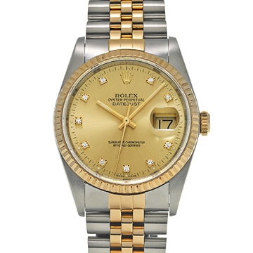 ロレックス デイトジャスト 36 16233G シャンパン/ダイヤモンド メンズ 時計 【中古】【wristwatch】