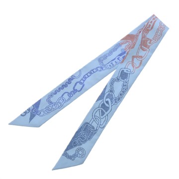 エルメス ツイリー BOUCLES ET MAILLONS ブルーシエル / ブリック / ブルージーン 064367S シルク100% レディース 【新品】【other】