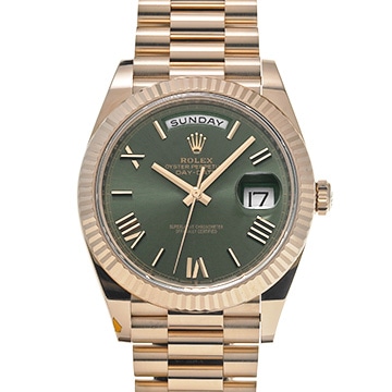 ロレックス デイデイト 40 228235 オリーブグリーン/エバーローズゴールド メンズ 時計 【中古】【wristwatch】