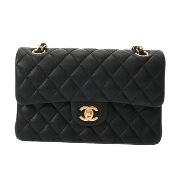 シャネル マトラッセ WフラップWチェーンショルダー 23 ブラック A01113 ラムスキン レディース バッグ 【中古】【bag】