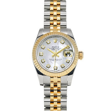 ロレックス デイトジャスト 179173NG ホワイトシェル/ダイヤモンド レディース 時計 【中古】【wristwatch】