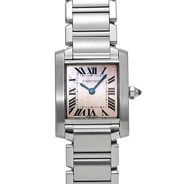 カルティエ タンクフランセーズ SM W51028Q3 ピンクシェル レディース 時計 【中古】【wristwatch】