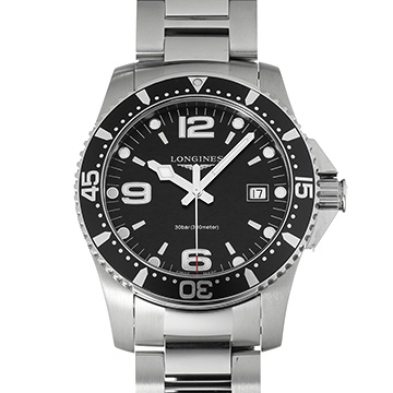 ロンジン ハイドロコンクエスト L3.740.4.56.6 ブラック メンズ 時計 【中古】【wristwatch】