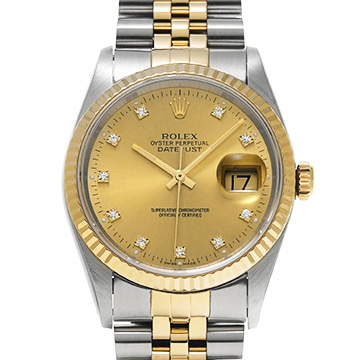 ロレックス デイトジャスト 36 16233G シャンパン/ダイヤモンド メンズ 時計 【中古】【wristwatch】