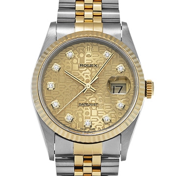 ロレックス デイトジャスト 16233G シャンパンコンピュータ/ダイヤモンド メンズ 時計 【中古】【wristwatch】