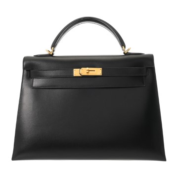 エルメス ケリー 32 外縫い 2WAY ブラック ボックスカーフ レディース バッグ 【中古】【bag】