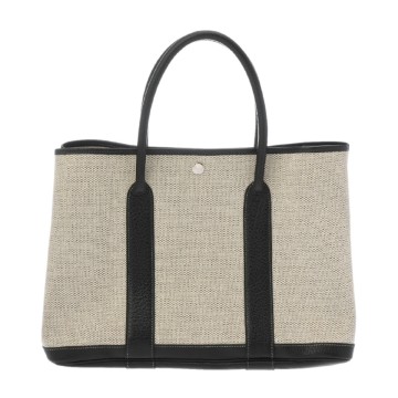 エルメス ガーデンパーティ PM エクリュ/ブラック トワルアッシュ/レザー レディース バッグ 【中古】【bag】