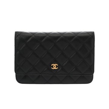 シャネル マトラッセ クラシック チェーンウォレット ブラック AP0250 キャビアスキン レディース バッグ 【中古】【bag】
