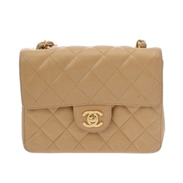 シャネル マトラッセ チェーンショルダー ベージュ ラムスキン レディース バッグ 【中古】【bag】