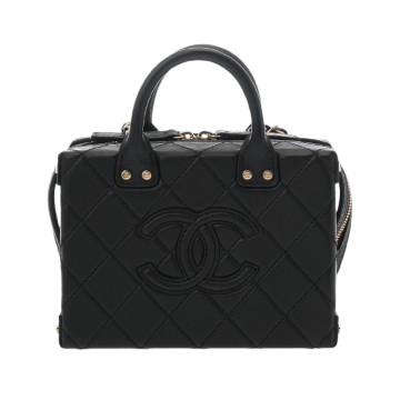 シャネル マトラッセ スモールバニティケース ブラック AS3344 カーフスキン レディース バッグ 【中古】【bag】