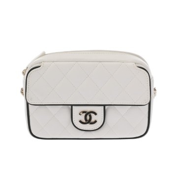 シャネル カメラバッグ チェーンショルダー ホワイト AP4512 ラムスキン レディース バッグ 【中古】【bag】