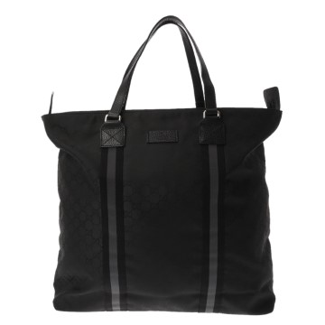 グッチ トートバッグ ブラック 449179 GGナイロン/レザー メンズ バッグ 【中古】【bag】