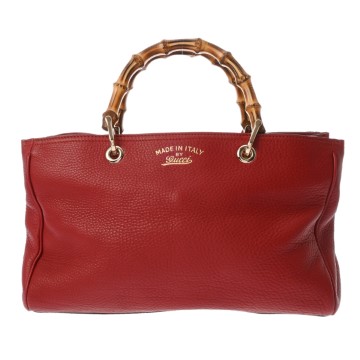 グッチ 2WAYバッグ レッド 323660 レザー/バンブー レディース バッグ 【中古】【bag】