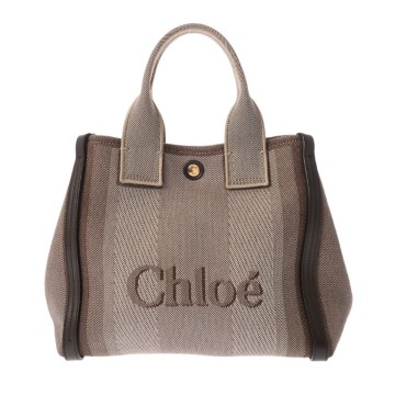 クロエ CARRY スモール トートバッグ 2WAY コールブラウン CHC25SS911O6524X ジャカードキャンバス レディース バッグ 【中古】【bag】