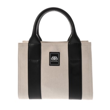 バレンシアガ トレード XS 2WAYトート ブラック/ホワイト 620882 キャンバス/レザー レディース バッグ 【中古】【bag】