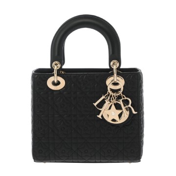 ディオール LADY DIOR バッグ スモール 2WAY ブラック ラムスキン レディース バッグ 【中古】【bag】