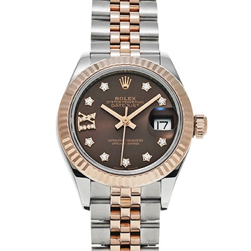 ロレックス レディ デイトジャスト 28 279171G チョコレートブラウン/スターダイヤモンド レディース 時計 【中古】【wristwatch】