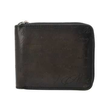 ベルルッティ カリグラフィ コンパクトウォレット ブラック スクリットレザー メンズ 財布 【中古】【purse】
