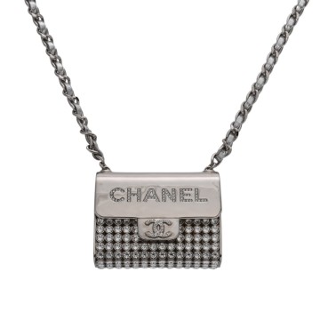シャネル ネックレス シルバー/ホワイト AB7861 メタル/クリスタル レディース ジュエリー 【中古】【jewelry】