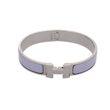 エルメス クリックH パープル/シルバー金具 エナメル ユニセックス ジュエリー 【中古】【jewelry】