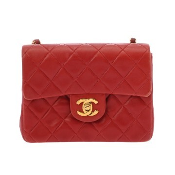 シャネル マトラッセ ミニフラップバッグ 17 レッド A01115 ラムスキン ユニセックス バッグ 【中古】【bag】