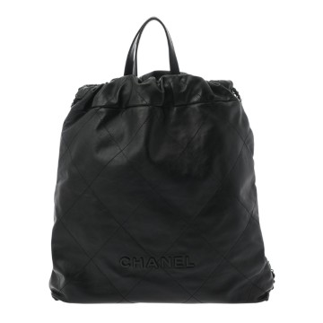 シャネル CHANEL22 ラージ バックパック ブラック AS3313 シャイニーカーフスキン レディース バッグ 【中古】【bag】