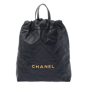 シャネル CHANEL22 スモール バックパック ネイビー AS3313 ラムスキン レディース バッグ 【中古】【bag】