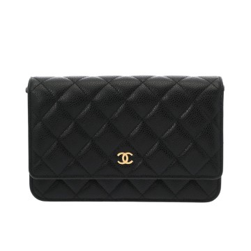 シャネル マトラッセ クラシック チェーンウォレット ブラック AP0250 キャビアスキン レディース バッグ 【中古】【bag】