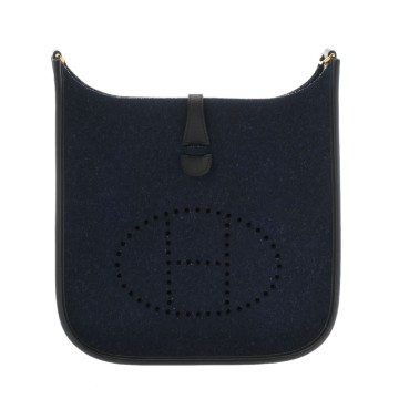 エルメス エヴリン3 PM ブルーマリン/ブラック フェルト/ヴォースイフト レディース バッグ 【中古】【bag】