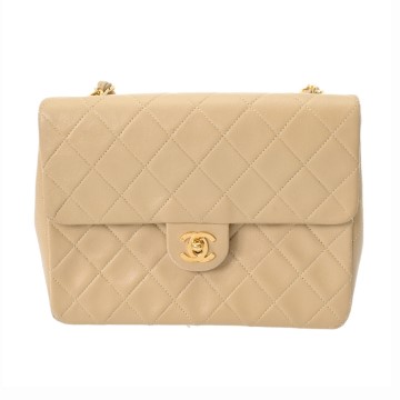 シャネル マトラッセ チェーンショルダー ベージュ ラムスキン レディース バッグ 【中古】【bag】