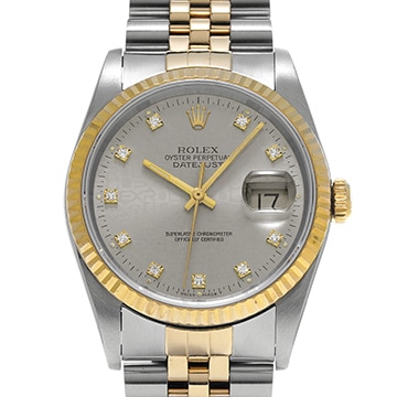 ロレックス デイトジャスト 16233G グレーコンピュータ/ダイヤモンド メンズ 時計 【中古】【wristwatch】