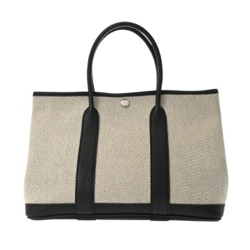 エルメス ガーデンパーティ TPM エクリュ/ブラック トワルアッシュ/ネゴンダ レディース バッグ 【中古】【bag】