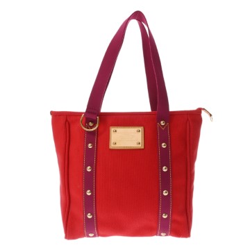 ルイ ヴィトン アンティグア カバ MM ルージュ M40034 キャンバス レディース バッグ 【中古】【bag】