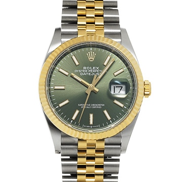 ロレックス デイトジャスト 36 126233 オリーブグリーン メンズ 時計 【新品】【wristwatch】