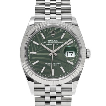 ロレックス デイトジャスト 36 126234 オリーブグリーン パームモチーフ メンズ 時計 【中古】【wristwatch】