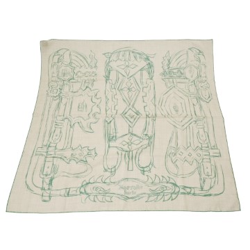 エルメス カレ 90 BRIDES ET DESTINESQUISSE ベージュ系/グリーン カシミヤ レディース 【中古】【other】