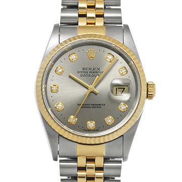 ロレックス デイトジャスト 36 16233G グレー/ダイヤモンド メンズ 時計 【中古】【wristwatch】