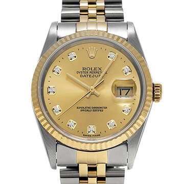 ロレックス デイトジャスト 16233G シャンパン/ダイヤモンド メンズ 時計 【中古】【wristwatch】