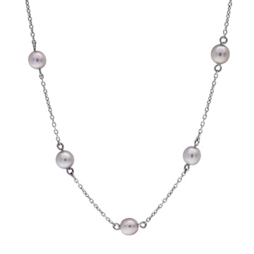 タサキ ステーション ネックレス パール 5.0-5.2mm シルバー K18ホワイトゴールド WG レディース ジュエリー 【中古】【jewelry】