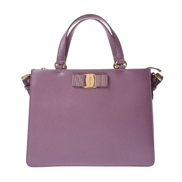 サルヴァトーレ フェラガモ 2way ハンドバッグ パープル レザー レディース バッグ 【中古】【bag】